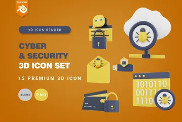 La cyber-sécurité Pack 3D Icon