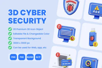 La cyber-sécurité Pack 3D Icon