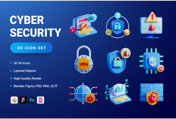 La cyber-sécurité Pack 3D Icon