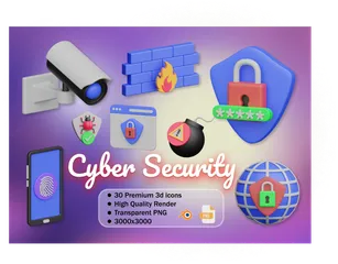 La cyber-sécurité Pack 3D Icon