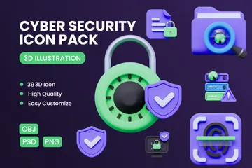 La cyber-sécurité Pack 3D Icon