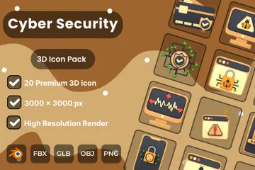 La cyber-sécurité Pack 3D Icon