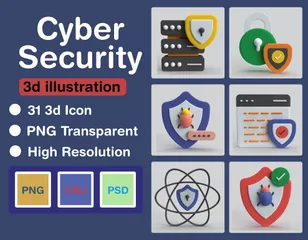 La cyber-sécurité Pack 3D Icon