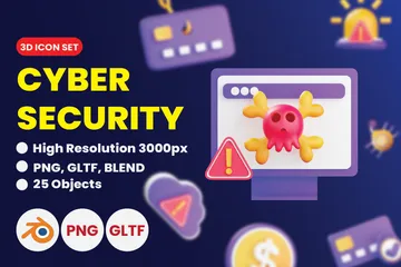 La cyber-sécurité Pack 3D Icon