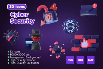 La cyber-sécurité Pack 3D Icon