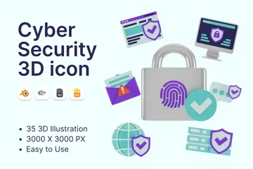 La cyber-sécurité Pack 3D Icon