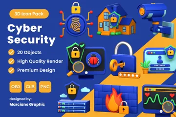 La cyber-sécurité Pack 3D Icon