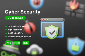 La cyber-sécurité 3D Icon Pack