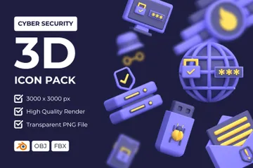 La cyber-sécurité Pack 3D Icon