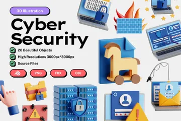 La cyber-sécurité Pack 3D Icon