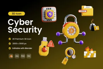 La cyber-sécurité Pack 3D Icon