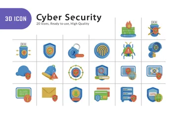 La cyber-sécurité Pack 3D Icon