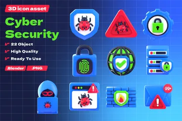 La cyber-sécurité Pack 3D Icon