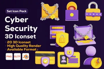 La cyber-sécurité Pack 3D Icon