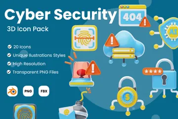 La cyber-sécurité Pack 3D Icon