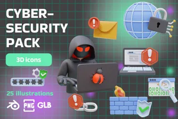 La cyber-sécurité 3D Icon Pack