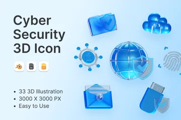 La cyber-sécurité Pack 3D Icon