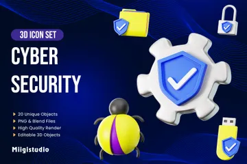 La cyber-sécurité Pack 3D Icon