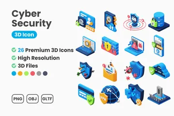 La cyber-sécurité 3D Icon Pack