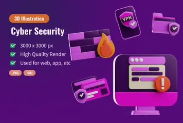 La cyber-sécurité Pack 3D Icon