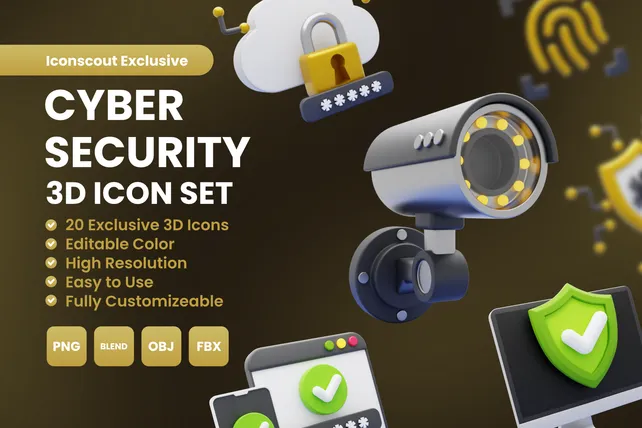 Premium Cyber Security 3D Illustration pack from Crime & Security 3D ...