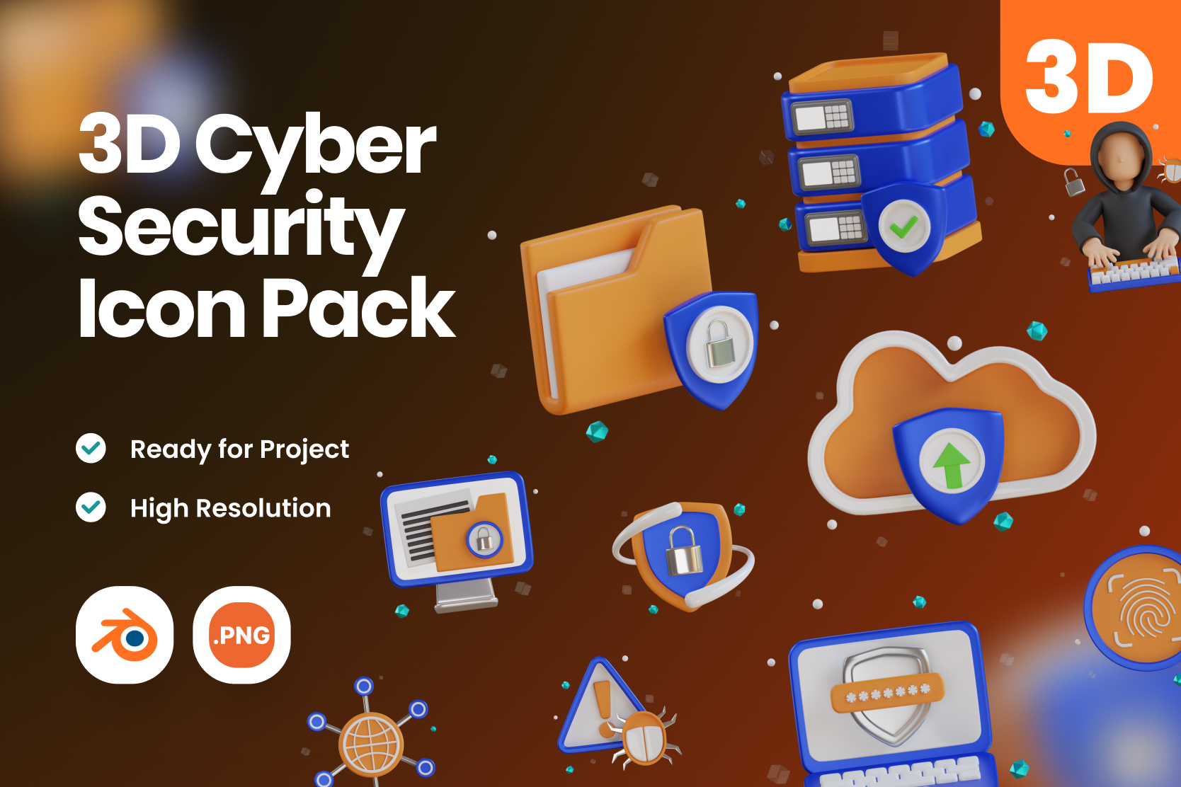 Premium Cyber Security 3D Illustration pack from Crime & Security 3D ...