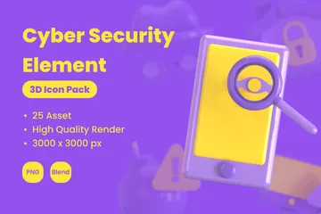 Cyber Security Element 3D Icon Pack