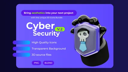 サイバーセキュリティスマートシステム保護 3D Iconパック