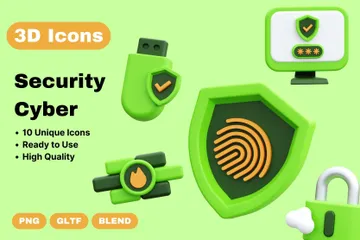 Sicherheit Cyber 3D Icon Pack