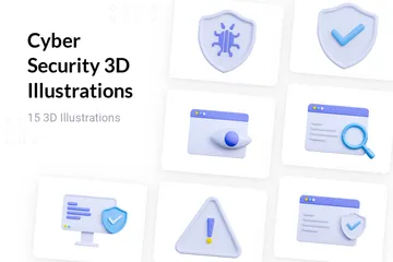 Internet-Sicherheit 3D Illustration Pack