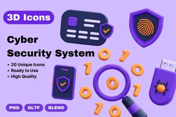 Cyber-Sicherheitssystem 3D Icon Pack