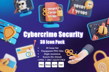 Sécurité contre la cybercriminalité Pack 3D Icon