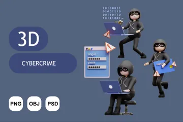 Cyberkriminalität 3D Illustration Pack