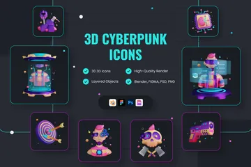 Cyberpunk 3D Illustration Pack