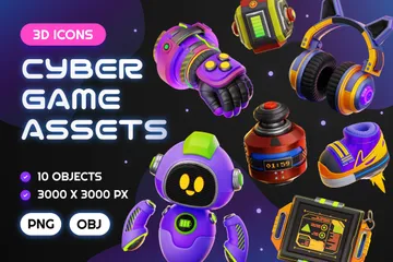 Cyberpunk Game Assets 3D Icon Pack