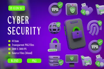 La cyber-sécurité Pack 3D Icon