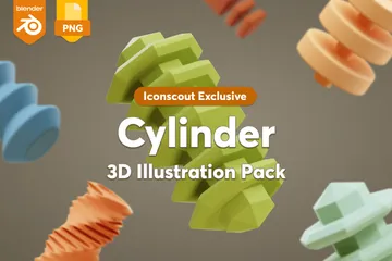 Cylinder And Points 3D Illustration Pack