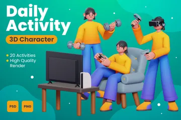 Daily Activity 3D Illustration Pack