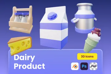 Dairy Product 3D Icon Pack
