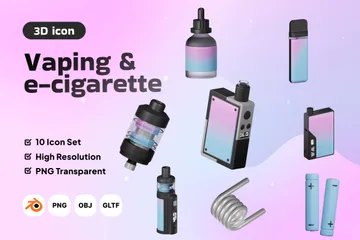 Dampfen und E-Zigarette 3D Icon Pack
