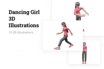 Garota dançando Pacote de Illustration 3D