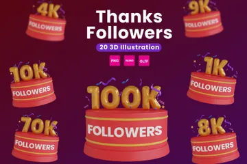 Danke Followers Podium 3D Icon Pack