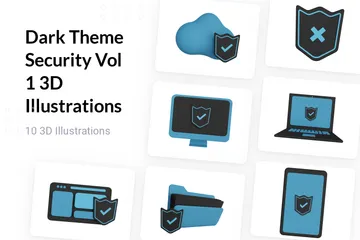Dark Theme Security Vol 1 3D Illustration Pack