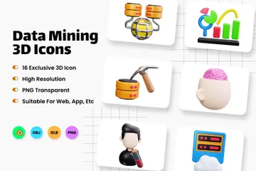 Data Mining 3D Icon Pack