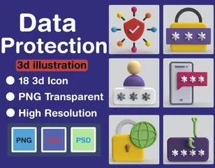 데이터 보호 3D Icon 팩