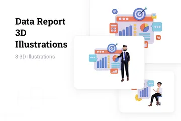 Data Report 3D Illustration Pack