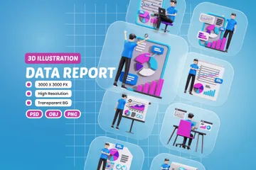 Data Report 3D Illustration Pack