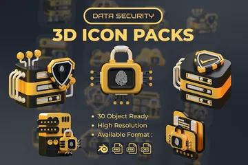 데이터 보안 3D Icon 팩