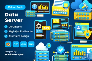 Data Server 3D Icon Pack