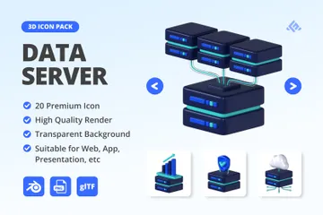 Data Server 3D Icon Pack